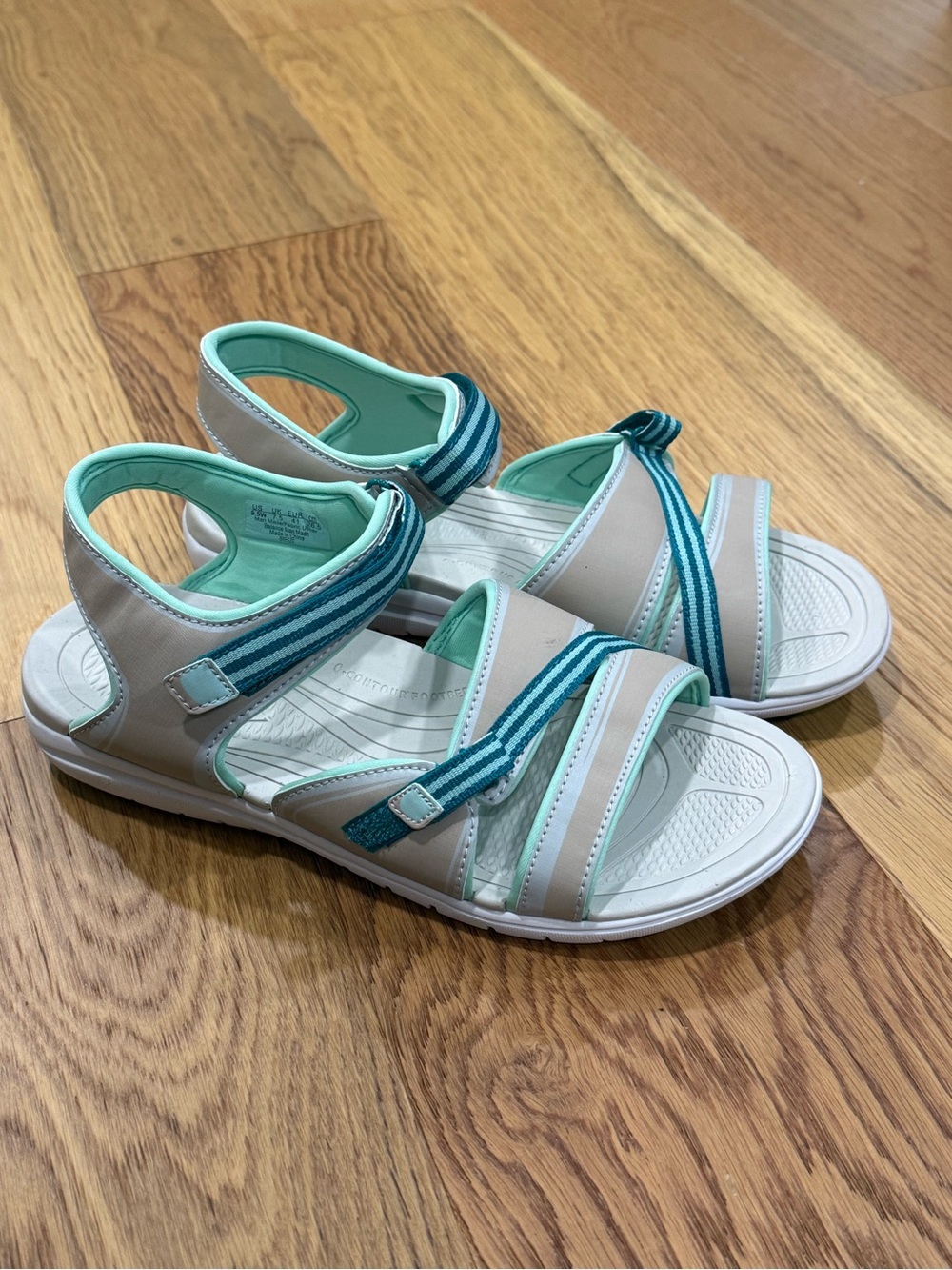 Ryka Womens Beige and Teal Sport Sandals